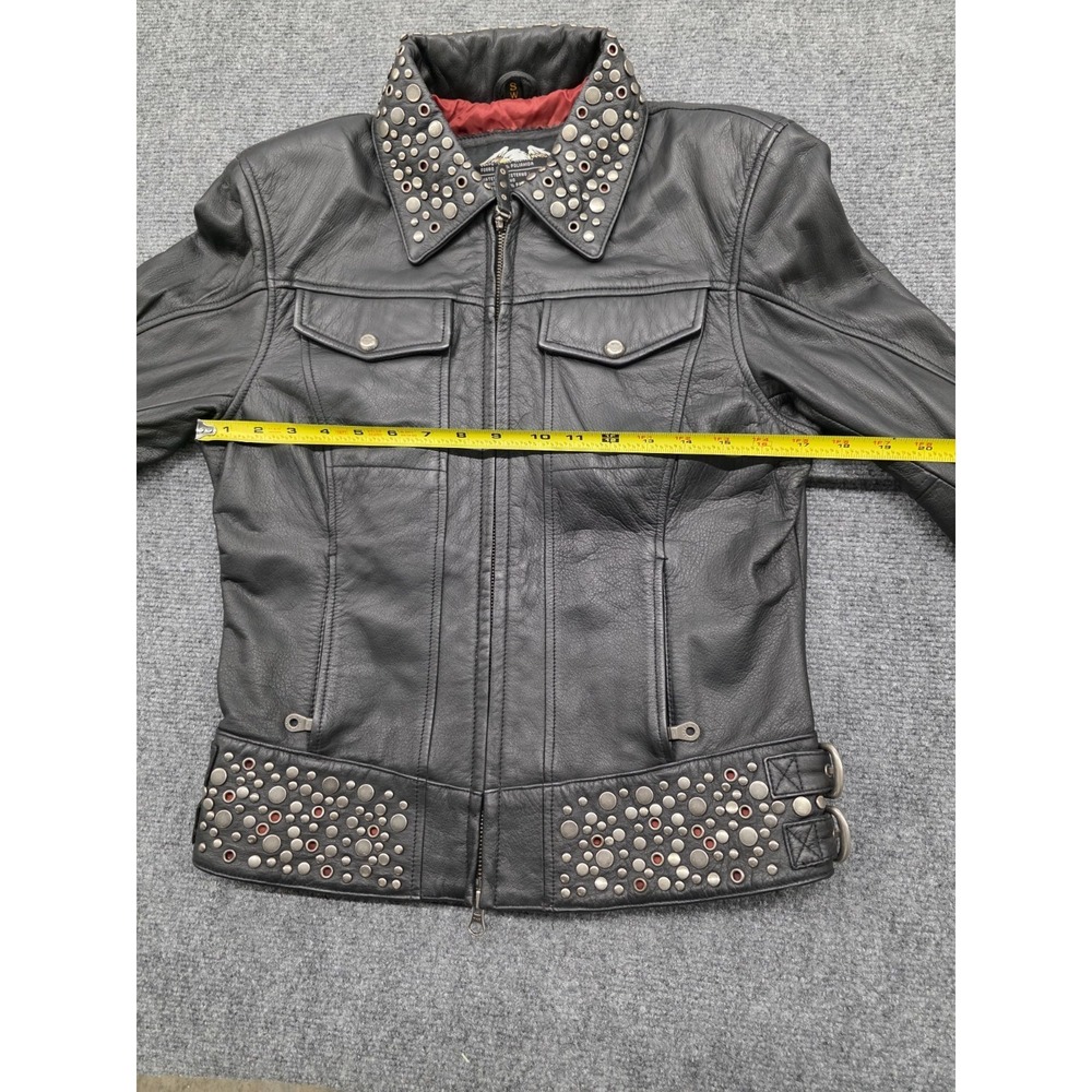 Harley-Davidson Vintage Roxy Studded Black Leather Jacket - Size S - Picture 10 of 13
